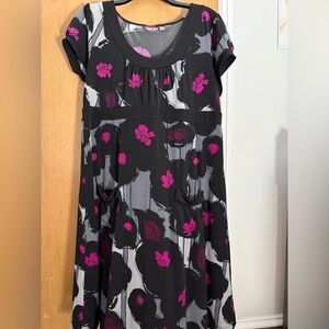 Apt. 9 Black and Pink Floral Midi Dress